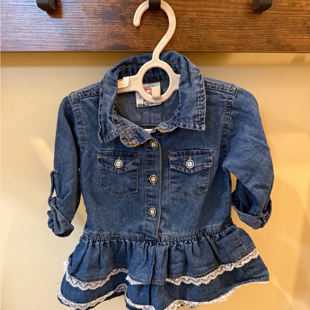 AMERICANA Real Love Toddler Girls Denim Ruffle Dress Size 18 Months